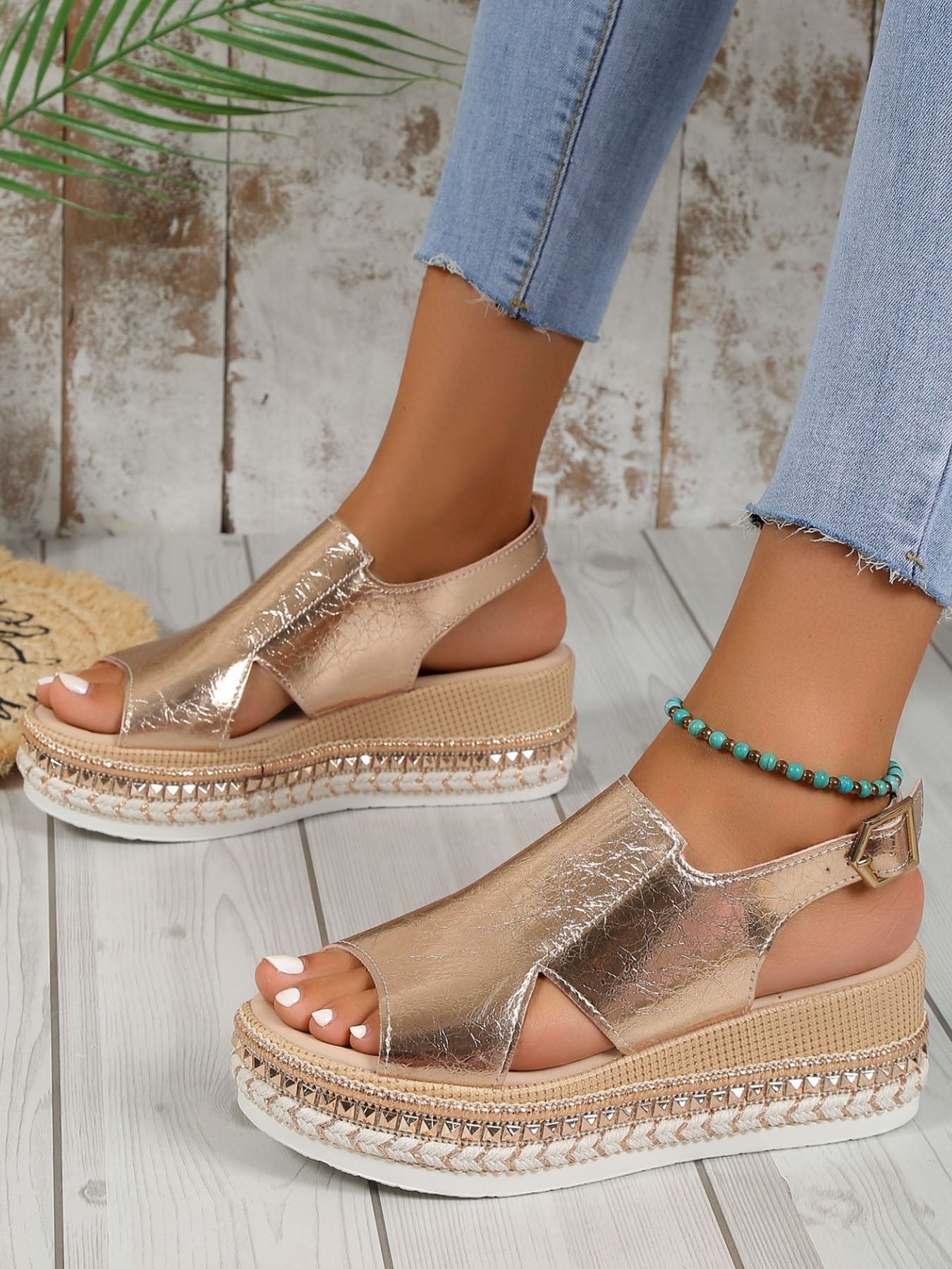 Buckle Wedge Sandals