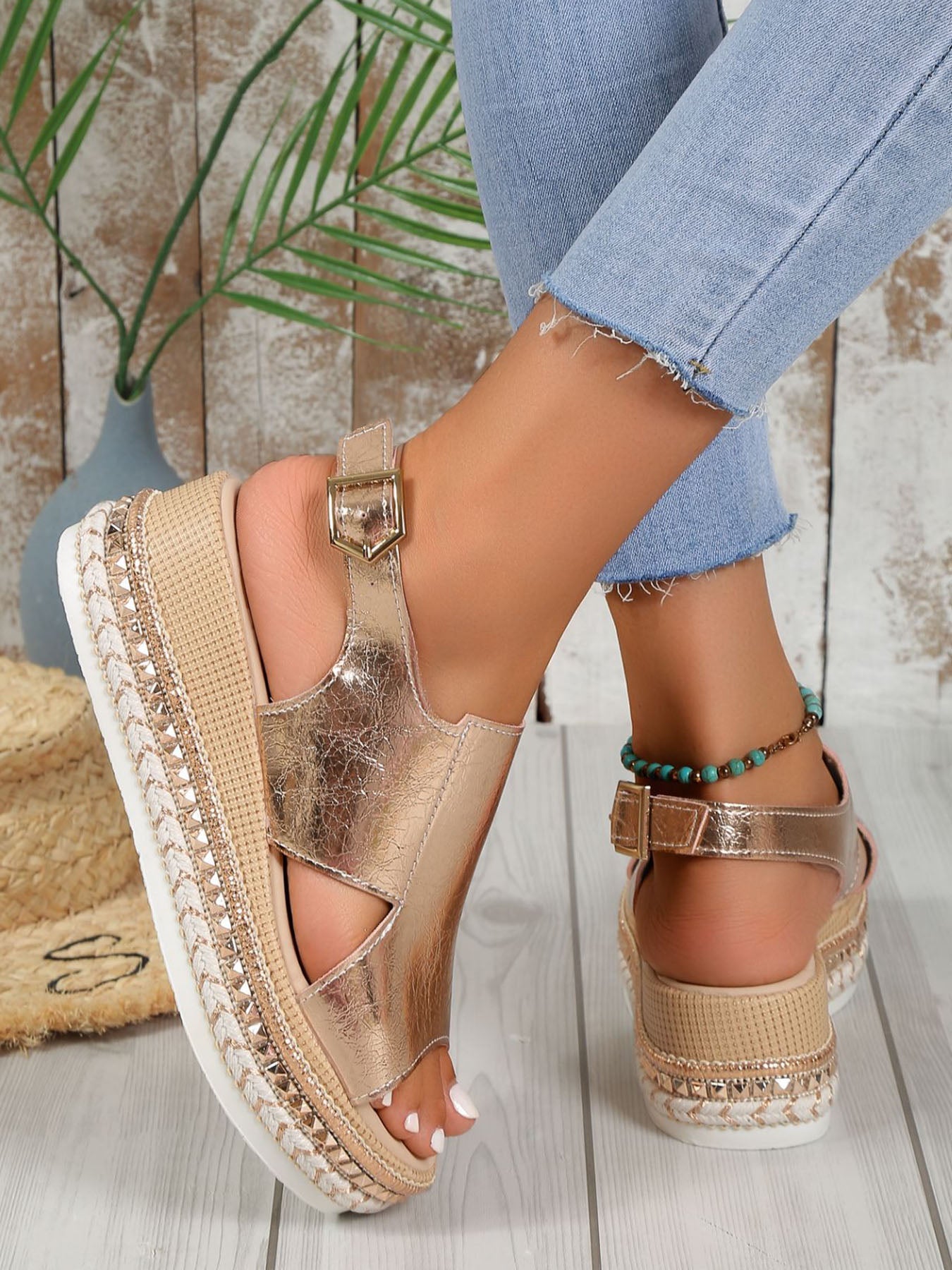Buckle Wedge Sandals
