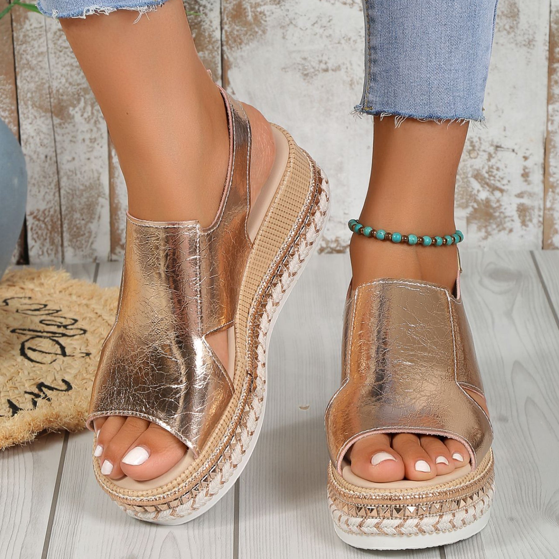 Buckle Wedge Sandals